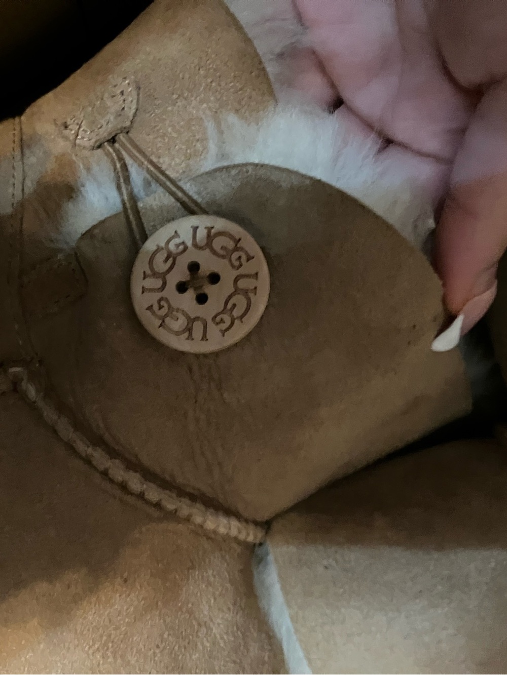 UGG Chestnut Button Short Shearling Boot - Picture 3 of 4